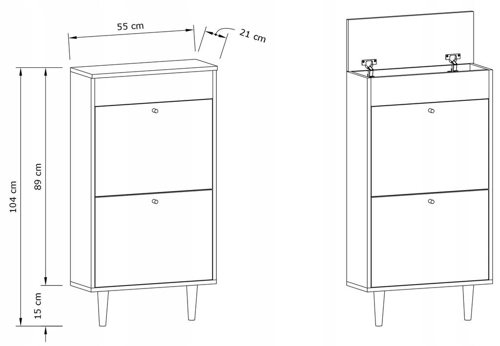 Dotti 521 Grey Shoe Cabinet With Storage Compartment