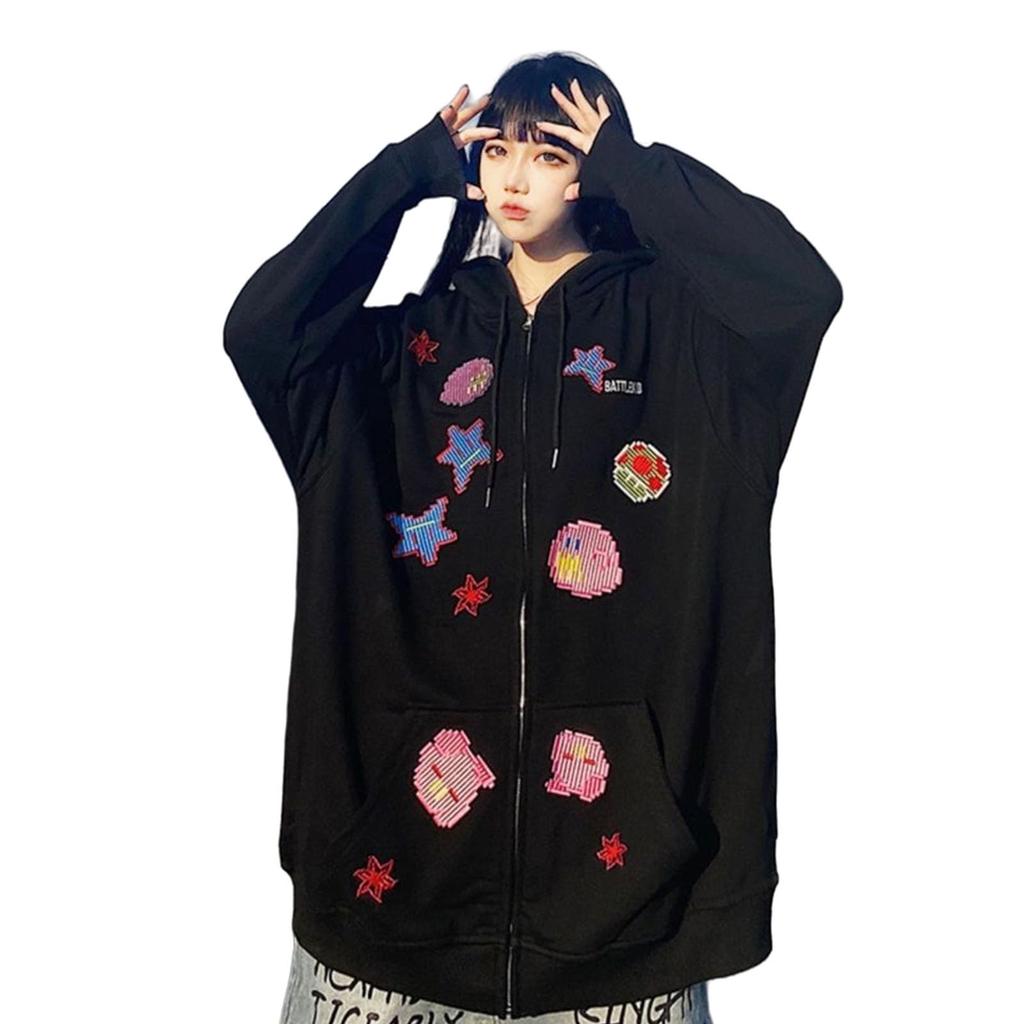 Lightweight Long Open Sagara Long Solid Plus Sizes Everyday Autumn [Ishihara Liacceai] Women's Zip-Up Hoodie, Coat, Length, Front, Embroidery,