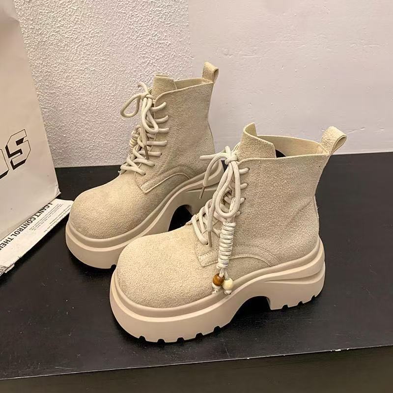 Small Height Increase Casual Women's Boots Retro Thick-soled Martin Boots Women's Autumn New Temperament Versatile Short Boots