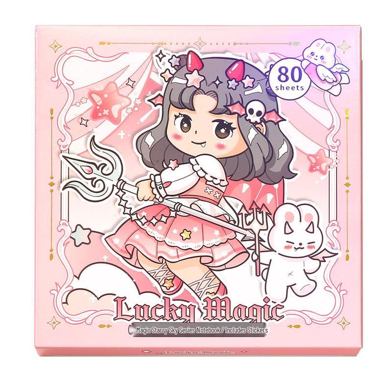 Magical Girl Heart DIY Grid Notebook - Portable Journal with Square Pages