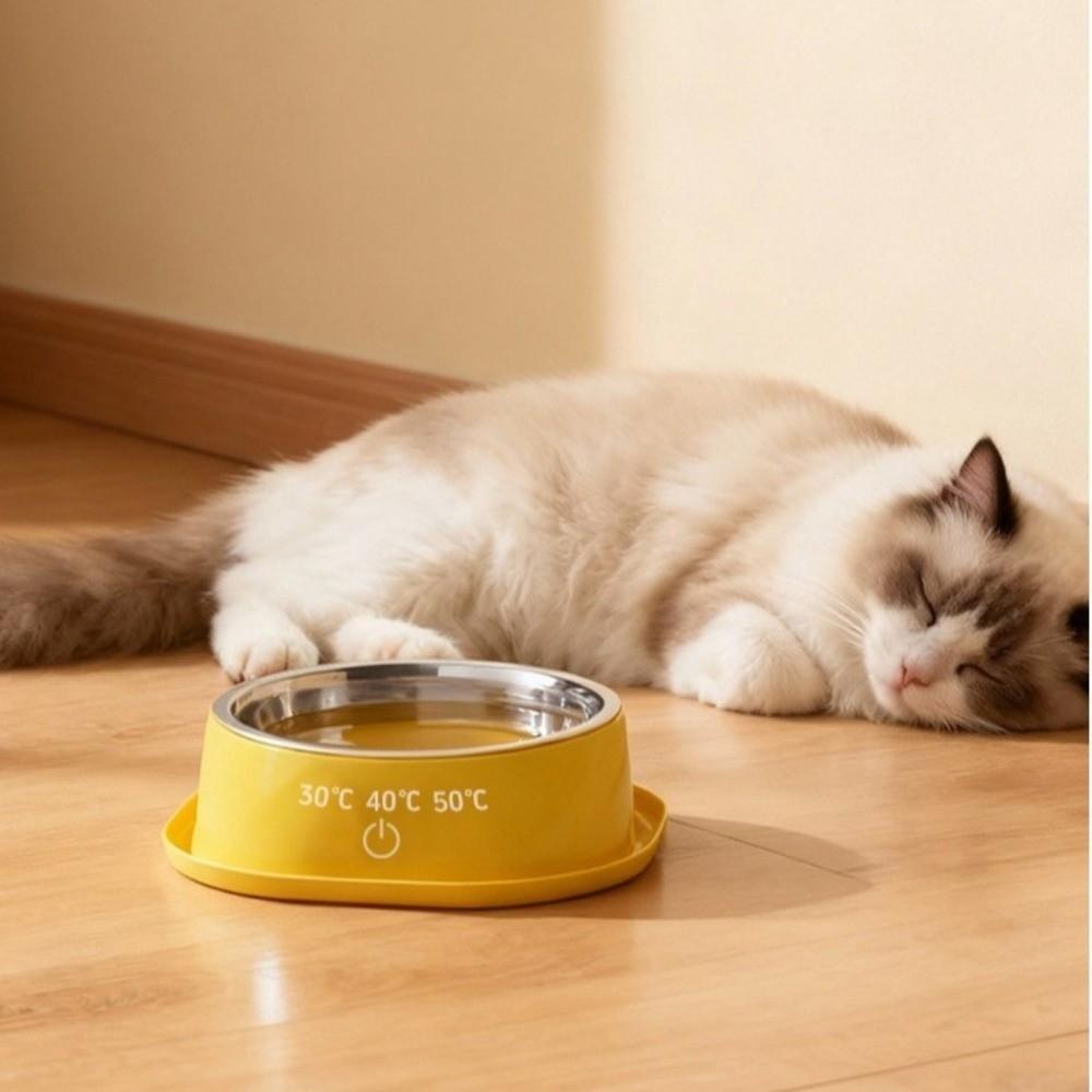 Noiseless Pet Water Fountain Anti-dry Burning Stainless Steel  Cat Bowl  Warm Stomach