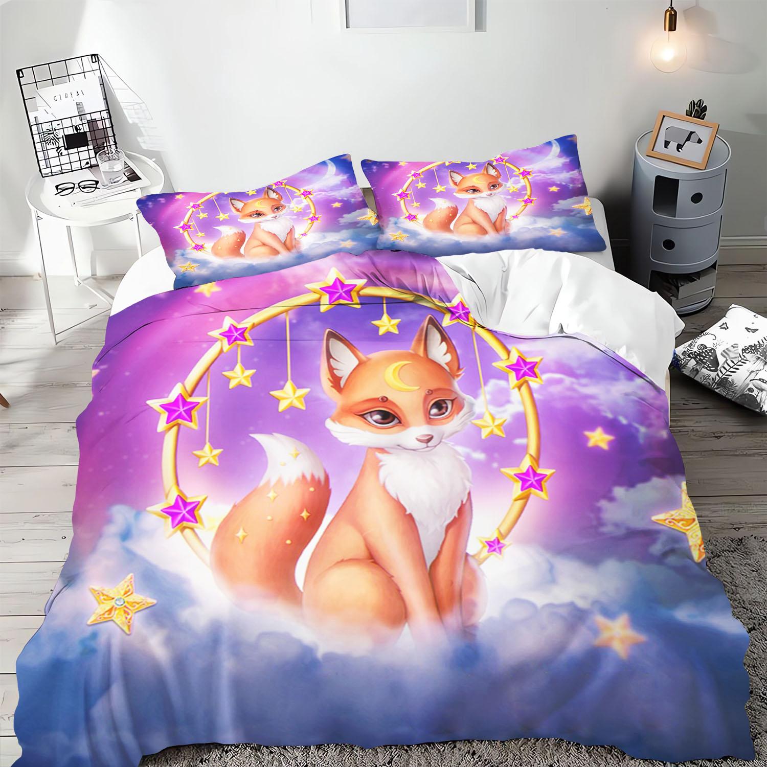 

Аниме Мультфильм Животное Лиса Пододеяльник Постельное белье Наволочка С принтом Детский и Взрослый Набор Размер Квин Реактивная печать Одеяло 155x220cm