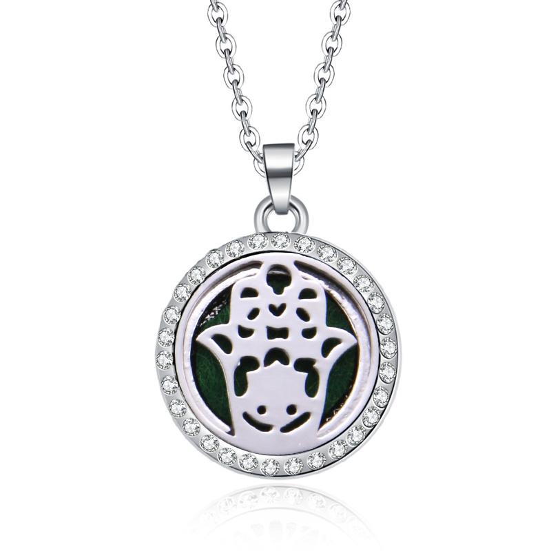 New Stainless Steel Alloy Fashion Aromatherapy Necklace Essential Oil Diffuser Perfume Locket Pendant Women Jewelry Gift