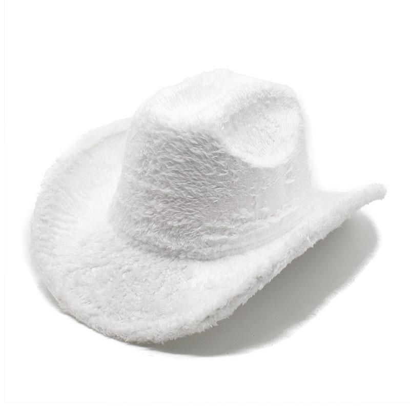 Imitation Rabbit Fur Western Cowboy Hat Woolen Hat Men'S And Women'S Top Hats Big Brim Shading Felt Hat