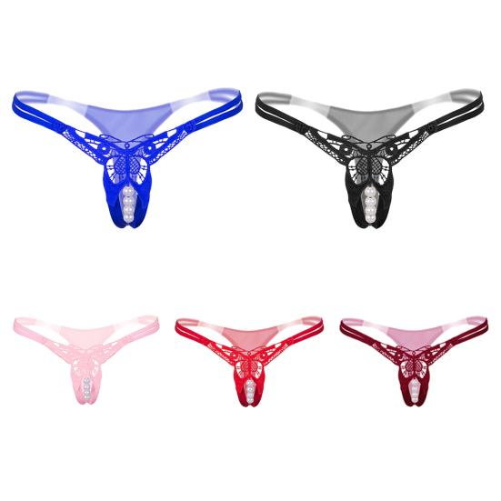 Hot Sexy Faux Pearl String Massasje Åpent Skritt Undertøy Truse Lady G-String