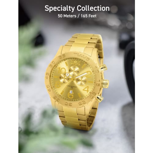 Invicta Specialty Quartz Watch, 50mm Case, Gold Stainless Steel Strap, Gold Dial, 1270, Men's, Officially Imported