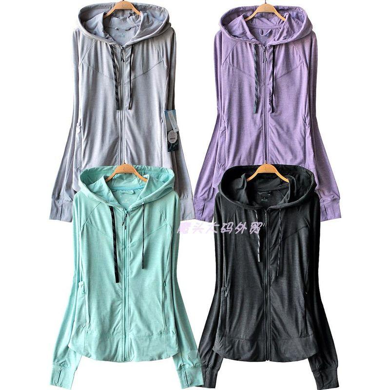 Export Women's Plus Size Spring & Fall Outdoor Sports Running Cardigan Quick-Drying Sanding Belt Finger Stall Yoga Outwear 726
