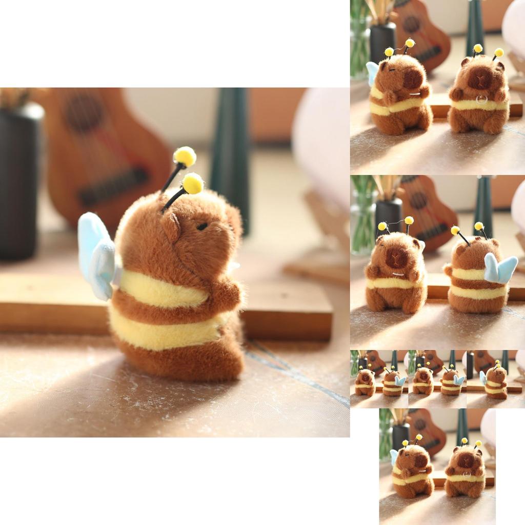 Rozkošný plyšový klíčenka včelka s pohyblivými křídly jako roztomilý doplněk na tašku a dárek