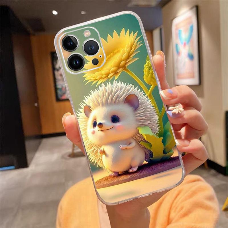 

Phone Case For iphone 17 Pro Max Air 16 15 14 13 Pro Max 15 16 Pro 15Plus Animal Hedgehog Shell Case Funda iphone 16ProMax