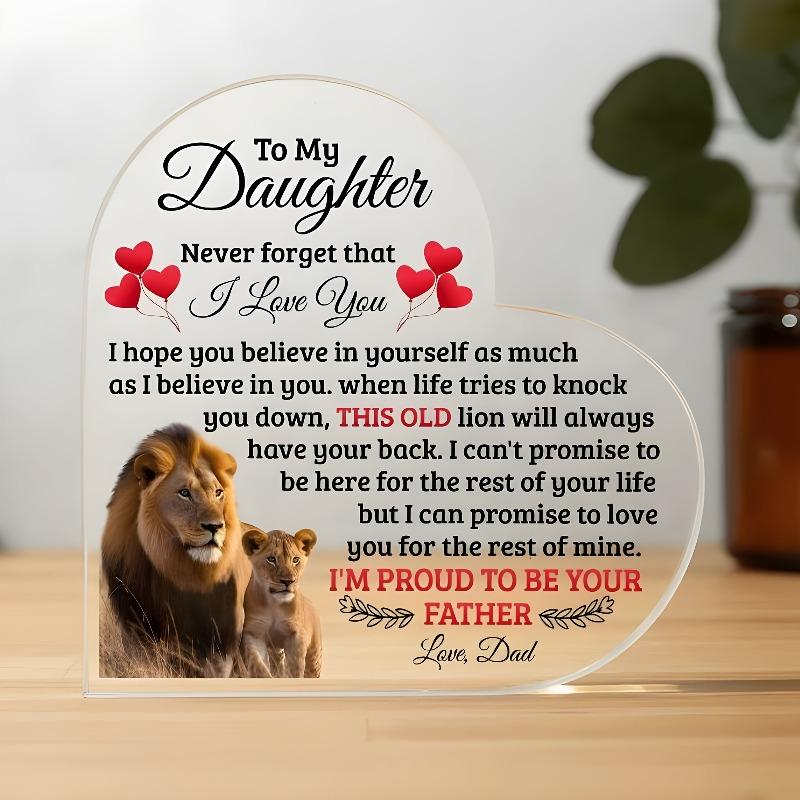 2D Flat Acrylic Daughter Gift Decorative Plaque, Lion Family Design, Suitable for wall decoration, porch, room, villa, accents Home, Hallway, or Workp