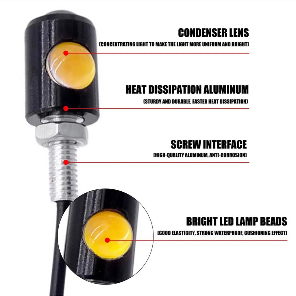 Universal Motorcycle LED Eagle Eye Shape Mini License Plate Light Turn Signal Turn Indicator Tail Rear Light Brake Fog Lamp Bulb