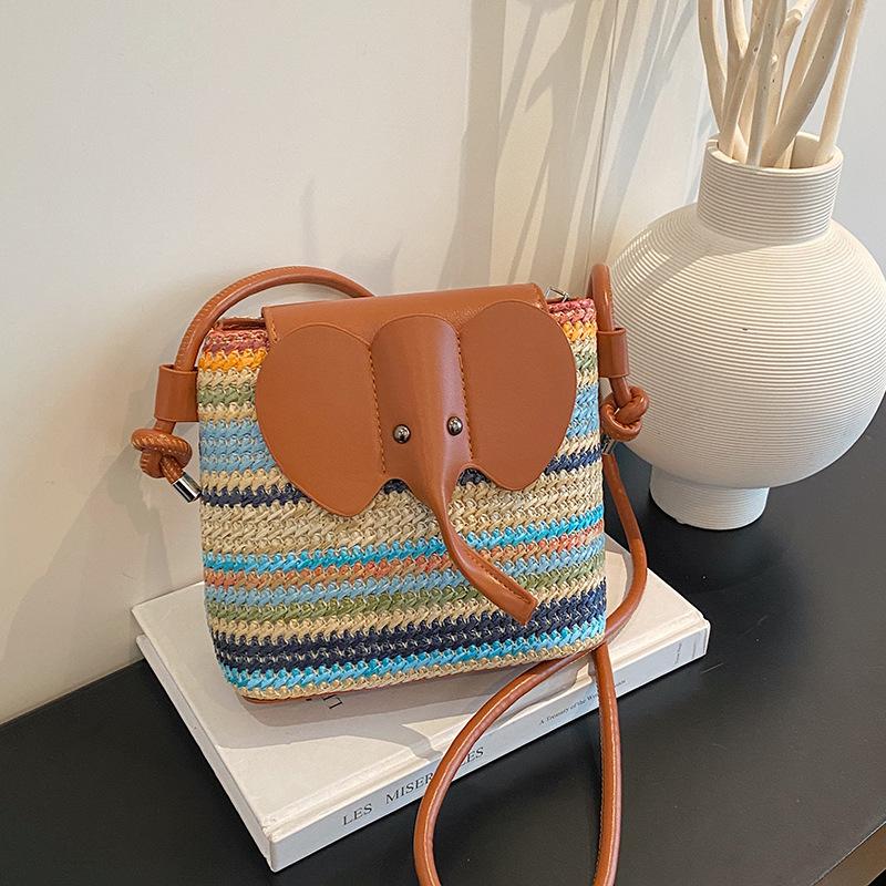 

Lafite Grass Crochet Hand Woven Elephant Bag Vacation Beach Women s Shoulder Bag Summer Grass New Large Capacity Women s Bags