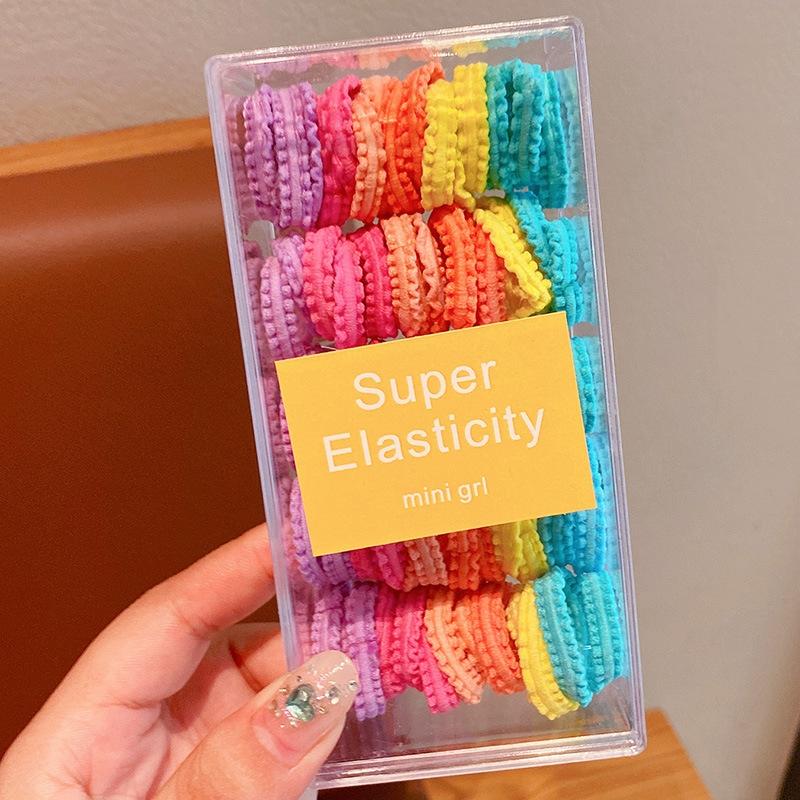 

50pcs/box Candy Colored Hair Loop Children Not Harmful High Ponytail Headband Girls Elastic Rubber Band Hair Styling Accessories Candy colors