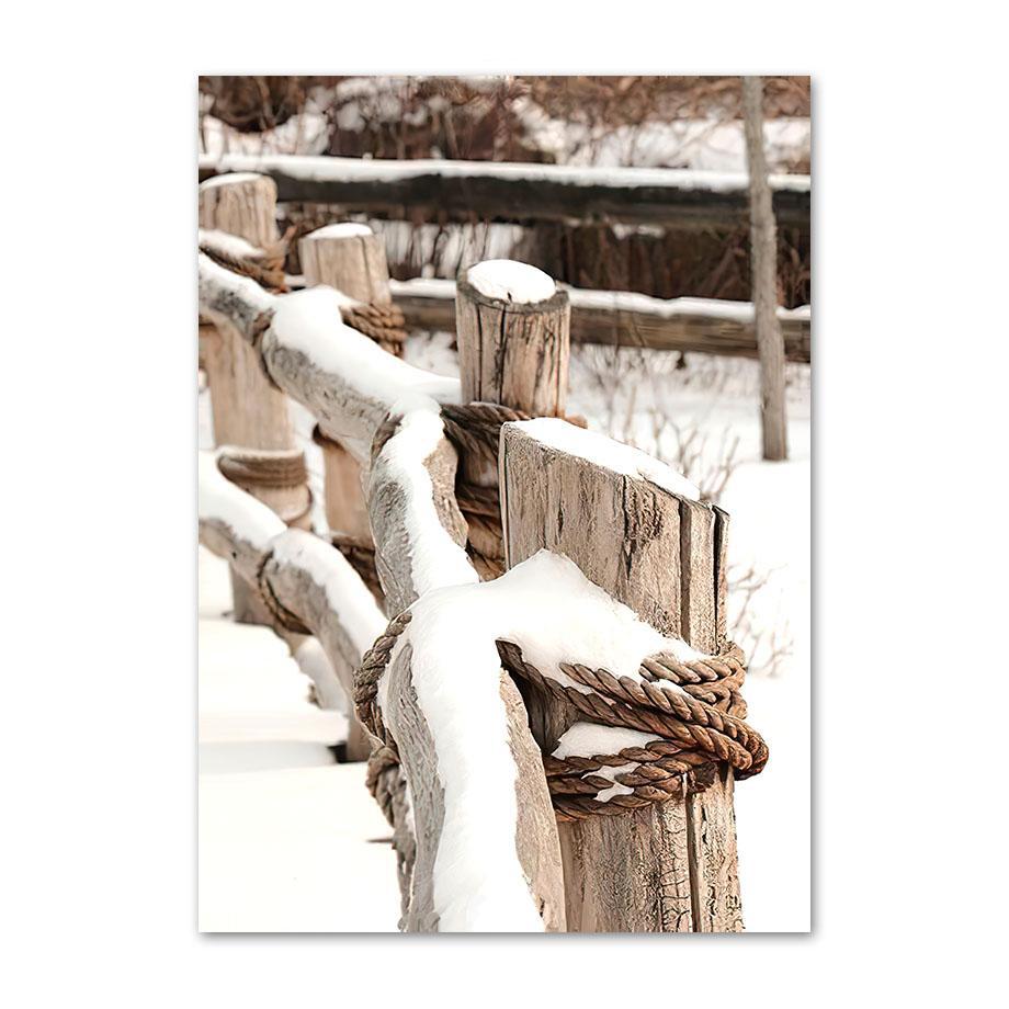 Snow Mountain Deer Squirrel Sheep Pine Leaf Road Wall Art Canvas Painting Posters And Prints Wall Pictures For Living Room Decor