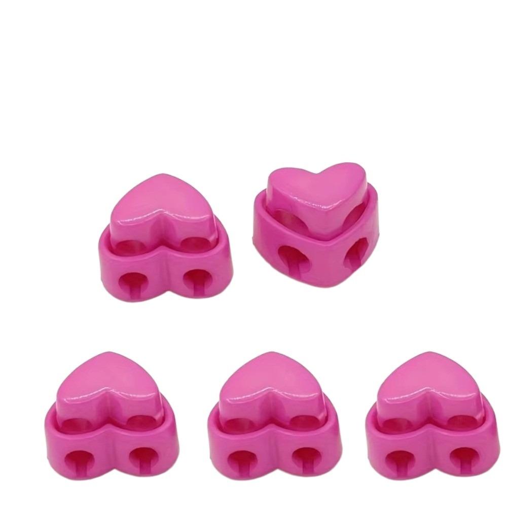 Spring Toggle Needle Protectors Cord Locks Rope Stopper Knitting Needle Protectors Colorful Heart-Shaped Stitch Stopper