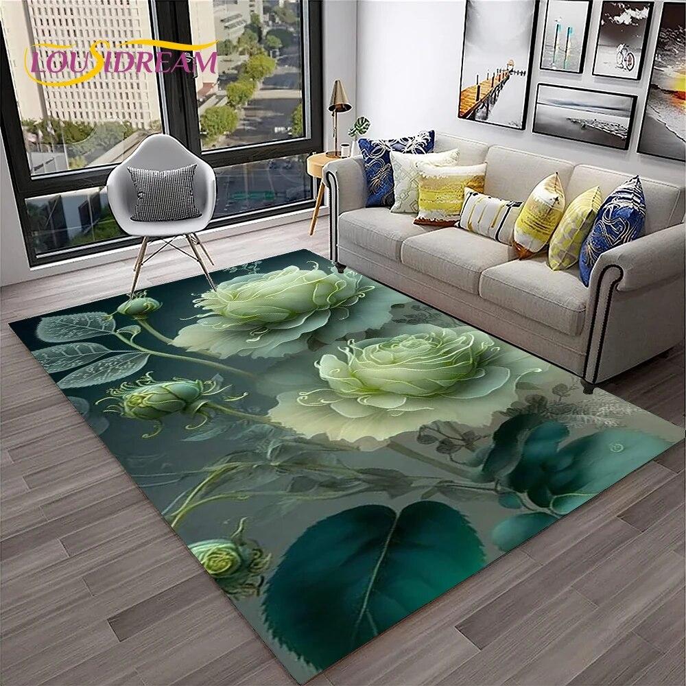 Růžové Láska Květiny Sedmikráska Severský Koberec Kobereček pro Domov Obývací Pokoj Ložnice Pohovka Dekorace Rohožka,Koberec do Dětského Hracího Koutku Protiskluzová Podložka na Podlahu