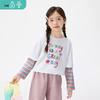 Little Yinnan Girls' Pure Cotton Rainbow Stripe Long-Sleeve T-Shirt