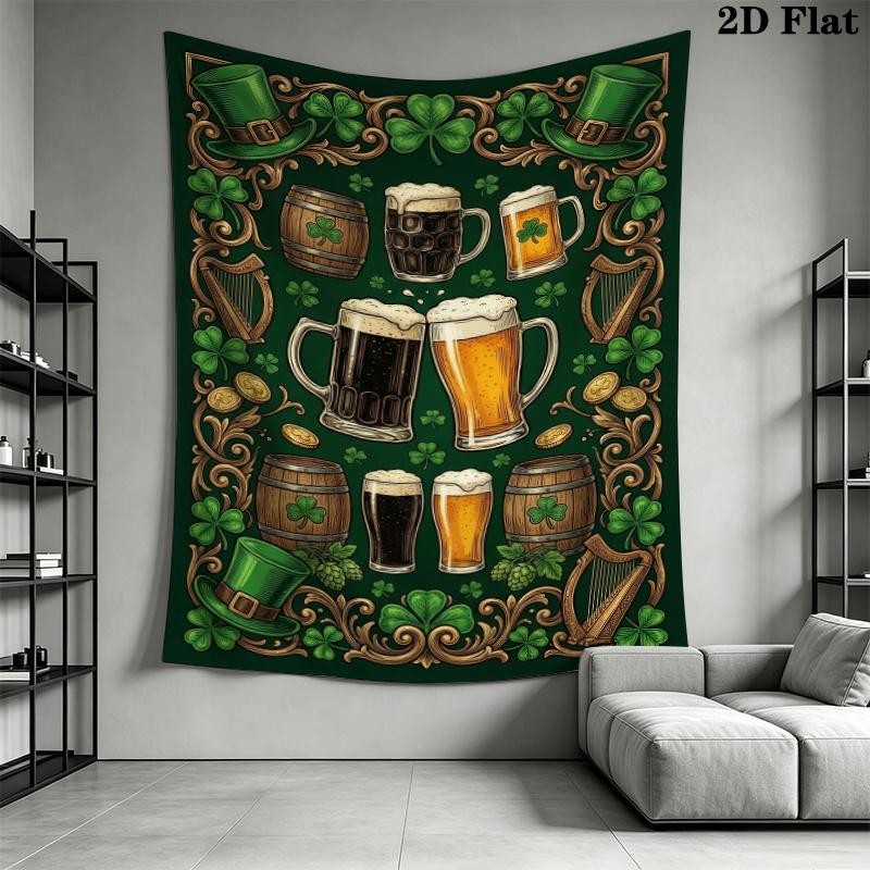 St.Patrick's Day Wall Tapestry Aesthetic Wall Hanging Printed Fabric Blanket Decorative Tapestries for Bedroom Living Room Home Decor