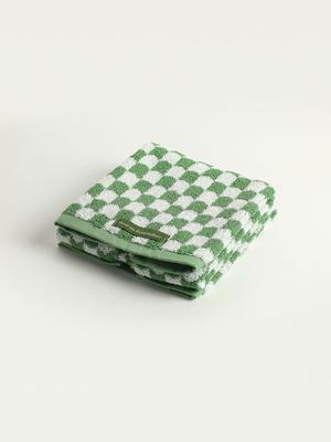 Hotel Isla Premium Cotton Heavy Duty 210g Towel 1P Isla Green Arch Checkerboard