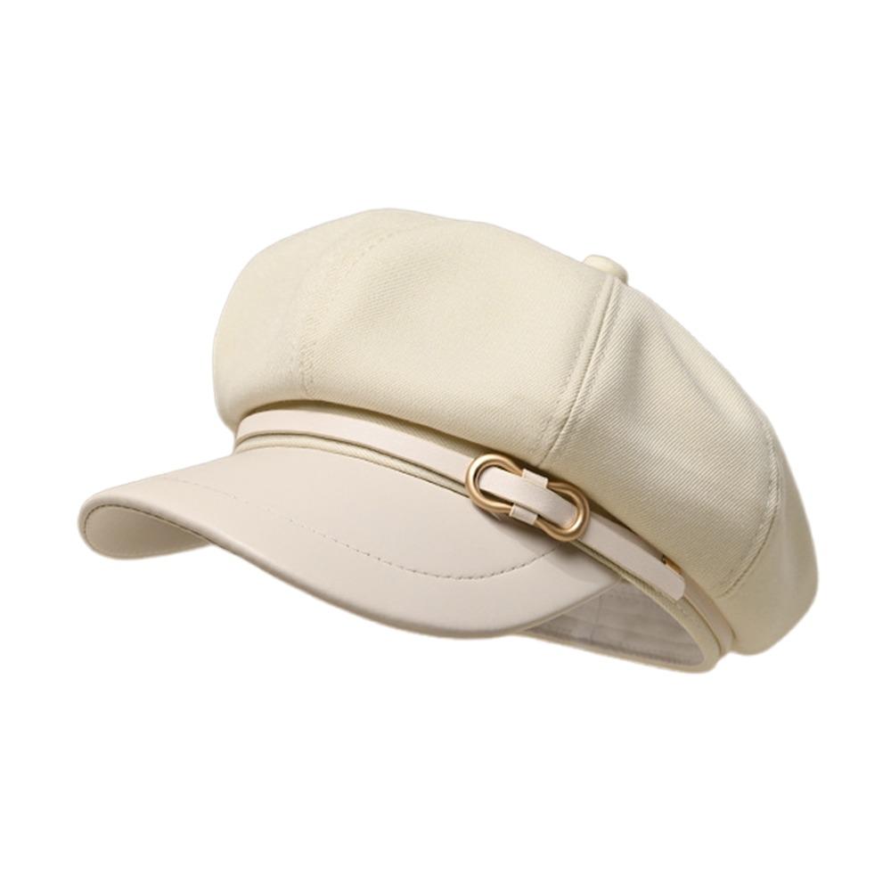 

Однотонна кепка-новинарка зі штучної шкіри з козирком Нова кепка-новинарка Осінь Зима бежевий