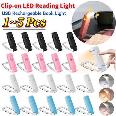 1-5 Stück USB wiederaufladbare tragbare LED-Leselampe mit Clip 90° drehbar Augenpflege Buchlampe für Buchliebhaber Kinder
