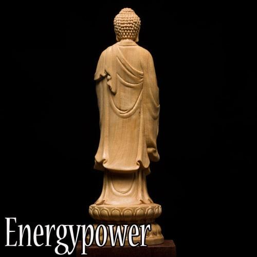 EnergyPower Shakyamuni Buddha Statue, Premium Natural Boxwood Carving, Standing Buddha Statue, Wooden Buddha Statue, Buddhist Art, Boxwood, Buddha Scu