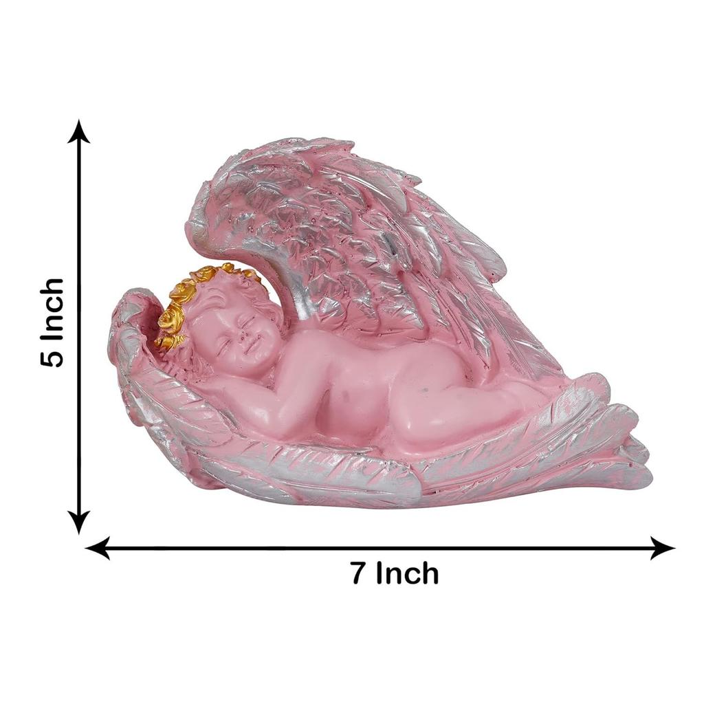 Statue eines geflügelten Mädchens als Heimdeko-Artikel | Feenmädchen-Statue als Schaufensterstück zur Dekoration von Heimregalen (Angel Pink SHS)