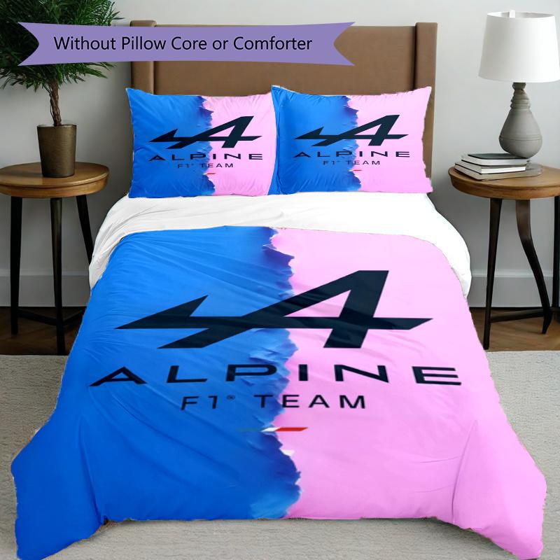 3pcs Duvet Cover Set (1*Duvet Cover + 2*Pillowcase, Without Core), BWT Alpine F1 Racing Team (3) Print Bedding Set, Bedroom Decor, All‑Season, Gift