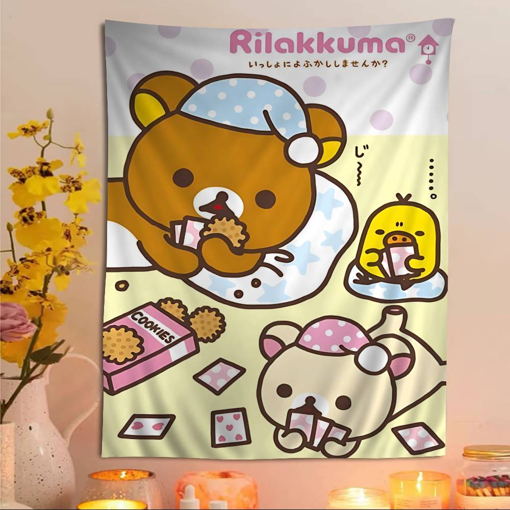 Cute Bear RRilakkumas Cartoon Tapestry Art Science Fiction Room Home Decor Art Home Decor