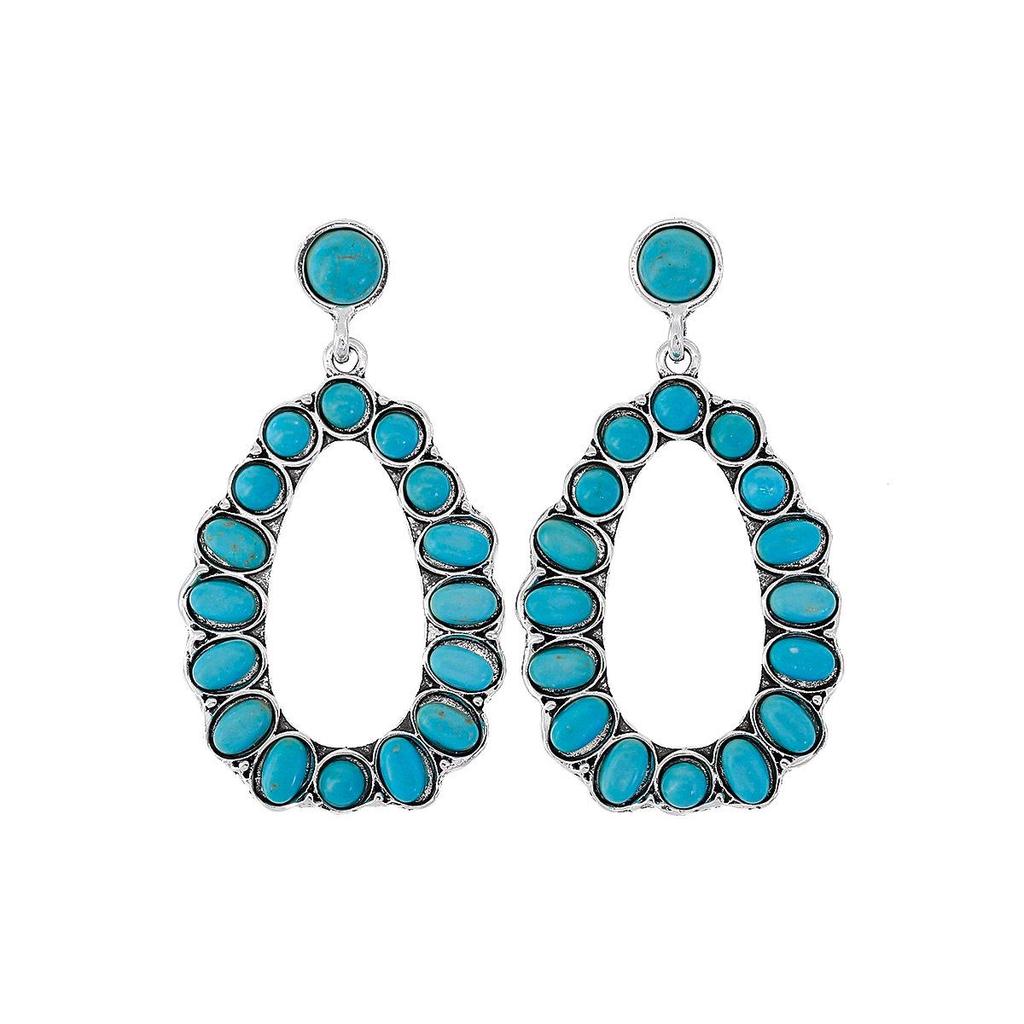 2024 Böhmische Türkis Wassertropfen Blume Ohrringe für Frauen - Retro Stil