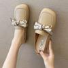 Baotou half slippers women's summer wear 2025 new flat-bottomed bow non-slip lazy Muller French cool slippers