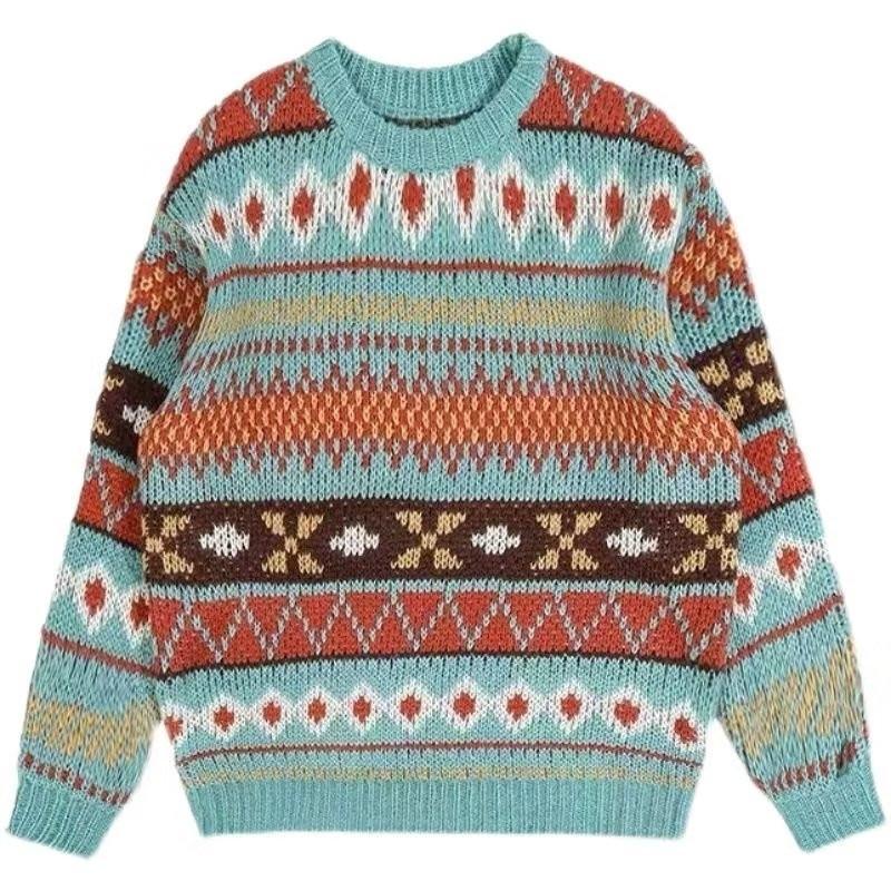 Men's Loose-Fit, Thick Casual Sweater: Retro Knit, Relaxed Korean-Style, Versatile Pullover