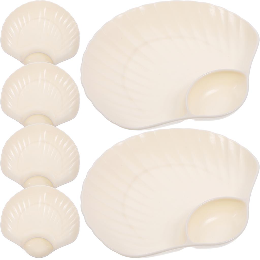 6 Pcs Dumpling Plate Food Plates Fettuccine Pasta Tableware Serving Platter Pp with Sauce Compartment Child Containers for