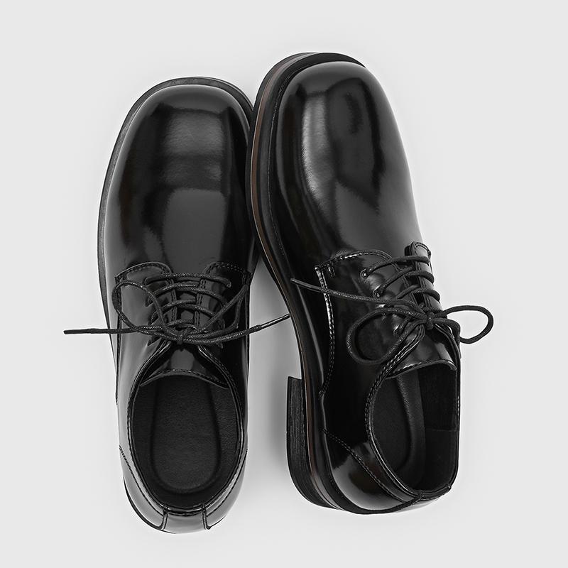 Leather Men Office Shoes Lace-Up Oxfords Classic Business Men Dress Shoes Black Handmade Thick Sole Fashion Formal Wedding Shoes