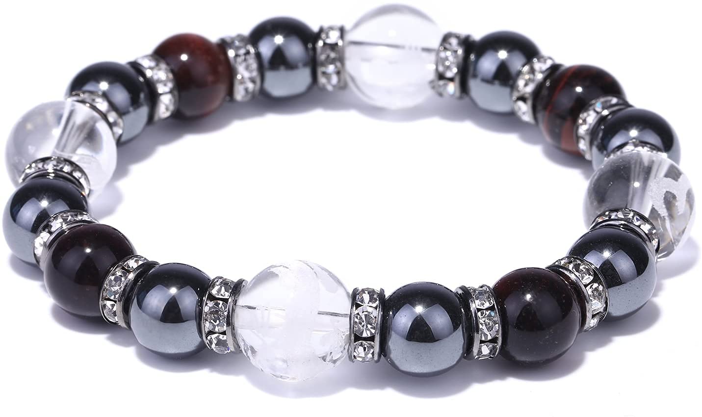 

Natural Stone Bracelet Power Stone Four Gods Hematite Birthstone Blue White Suzaku Genbu Tiger Eye [Kyojudo] Men s Dragon, Tiger, (Red (October