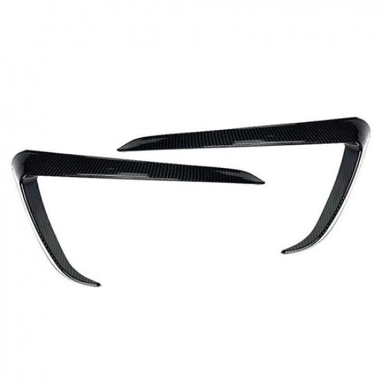 Carbon Fiber Front Fog Light Lamp Eyebrow Cover Trim Fit Tesla Model Y -