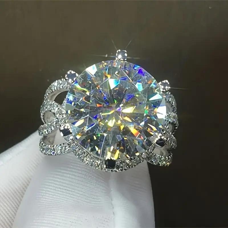 New ring, featuring zircon stones, fashionable European and American style, with an exaggerated twisted and crossed design, for women