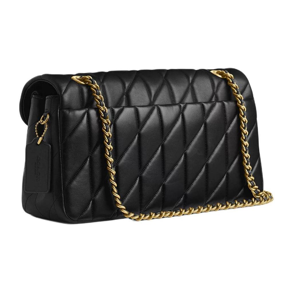 Coach Tabby 33 Quilted Tiger Stripe Push Lock Closure Napa Leather Crossbody Shoulder Bag Large Women bags Brass Black CP151-B4BK