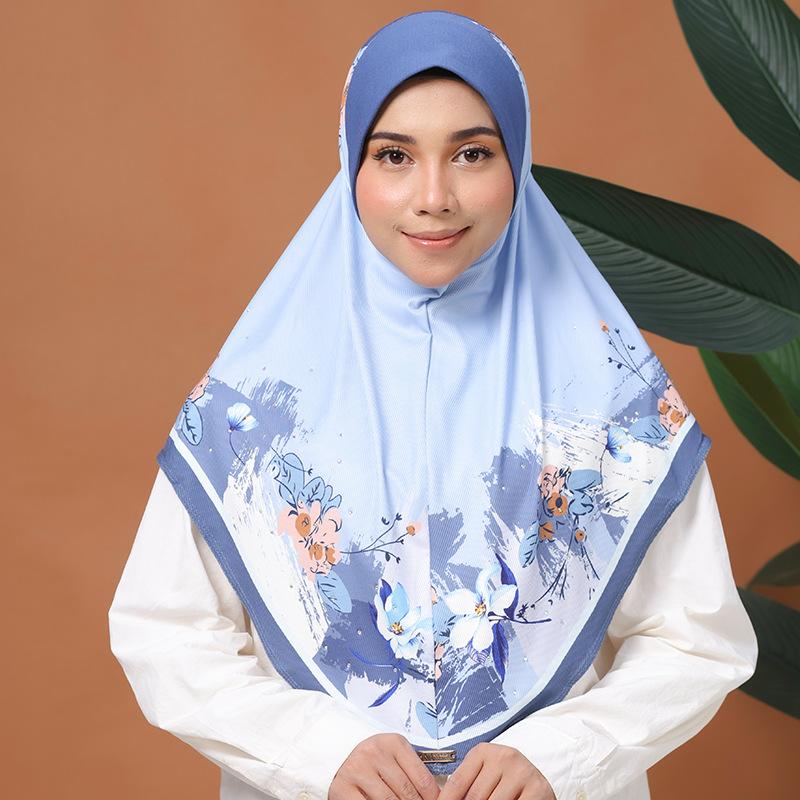 Women's Hijab Chiffon Printed Islamic Cap Instant Breathable Muslim Head Wraps
