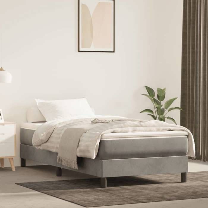 Cadre de lit avec matelas - Maison Exclusive - 100x200cm - Velours gris clair - Relaxation maximale