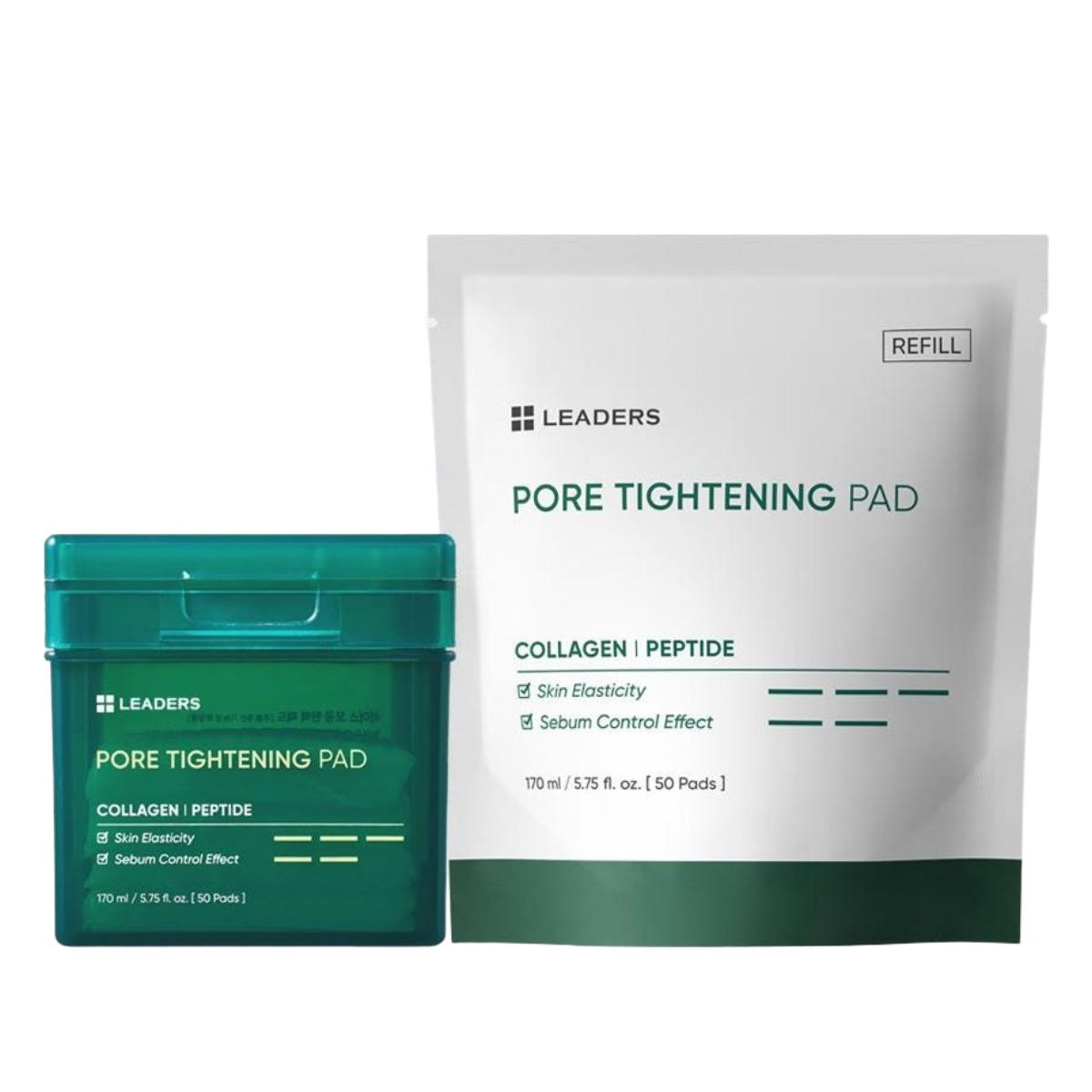 LEADERS Pore Firming Tightening Pad Duo Set Pore Refining Smoothing 170ml (100 Pads Total)