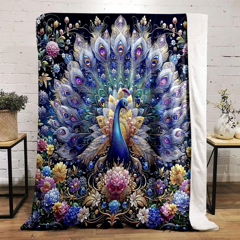 Intricate Peacock and Floral Art Print Blanket Soft and Cozy Perfect for the Living Room Bed Sofa or a Nap,gift