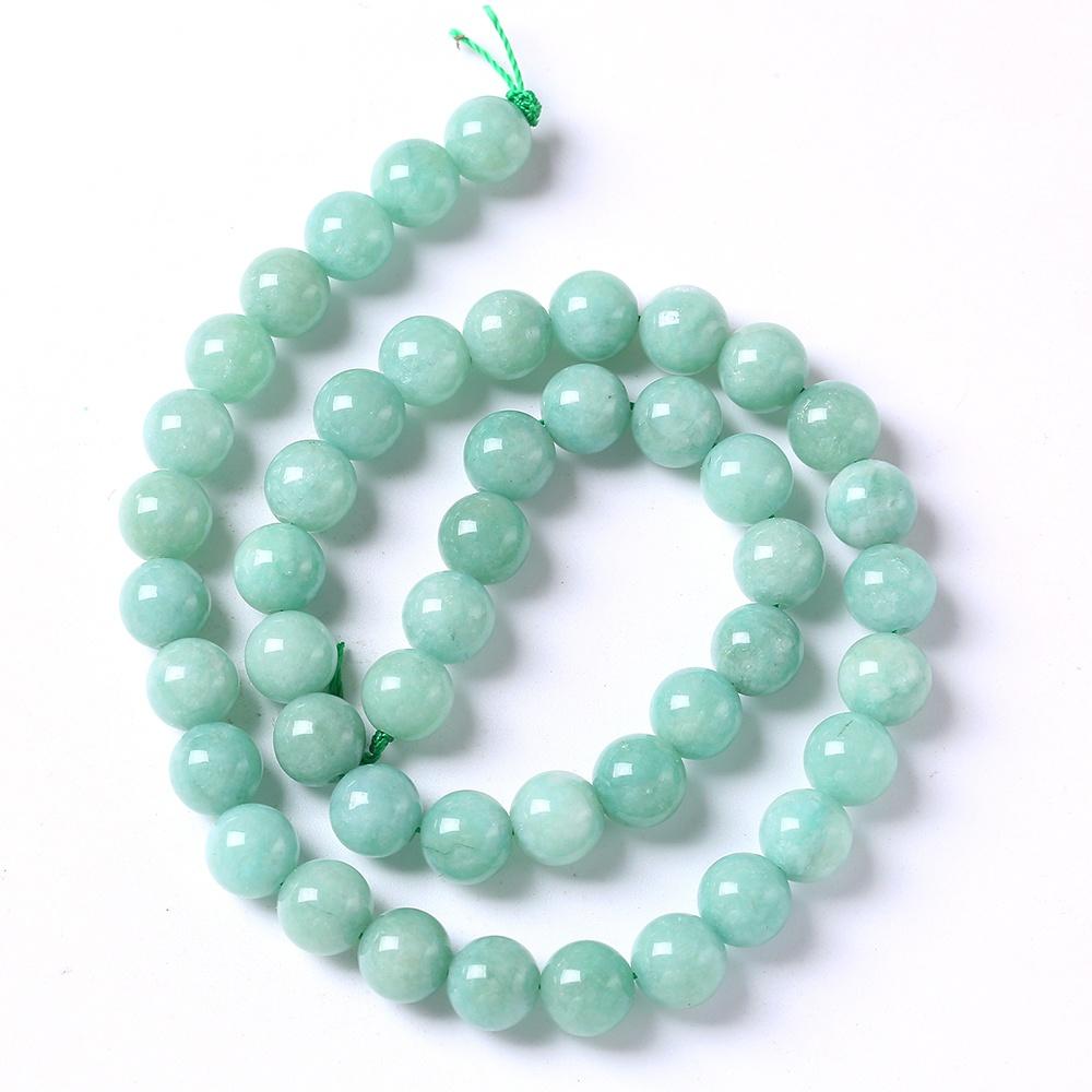 Jade Chalcedony Green Burmese Natural Stone 15" Smooth Loose Spacer Beads 4681012mm For Jewelry Making Diy Bracelets Charms Accessories
