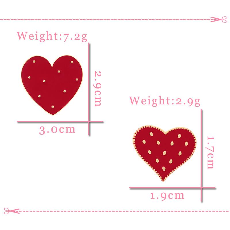 2Pcs/Set Red Heart Shaped Brooches Couple Best Friends Enamel Pins Metal Badges Clothes Backpack Lapel Pin Fashion Jewelry Gifts