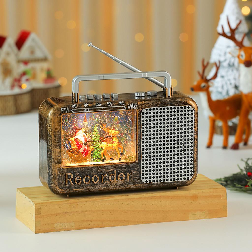 Decor Creative Christmas Radio Light Music Night Lamp With Santa Pattern Claus