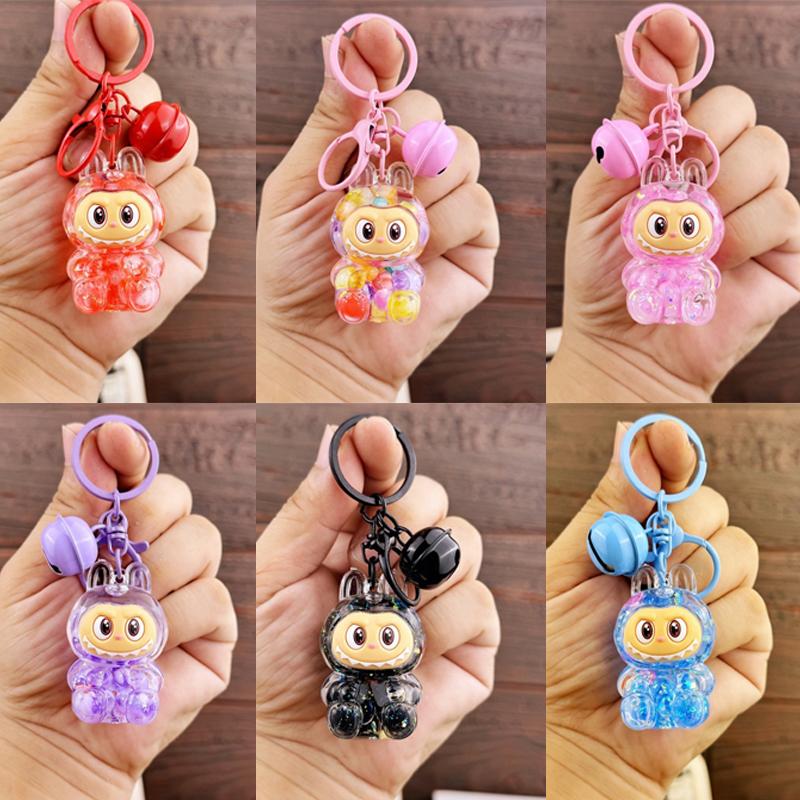 Cartoon Labubu Treibsand Schlüsselanhänger Anhänger Für Frauen Mädchen Niedliche Puppe Schlüsselring Exquisite Rucksack Dekoration Zubehör Geschenke