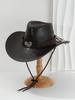 Men's and Women's French PU Leather Cowboy Hats, Unique Metal Scorpion Braided Rope Belt Accessories, Suitable for Competitive Activities