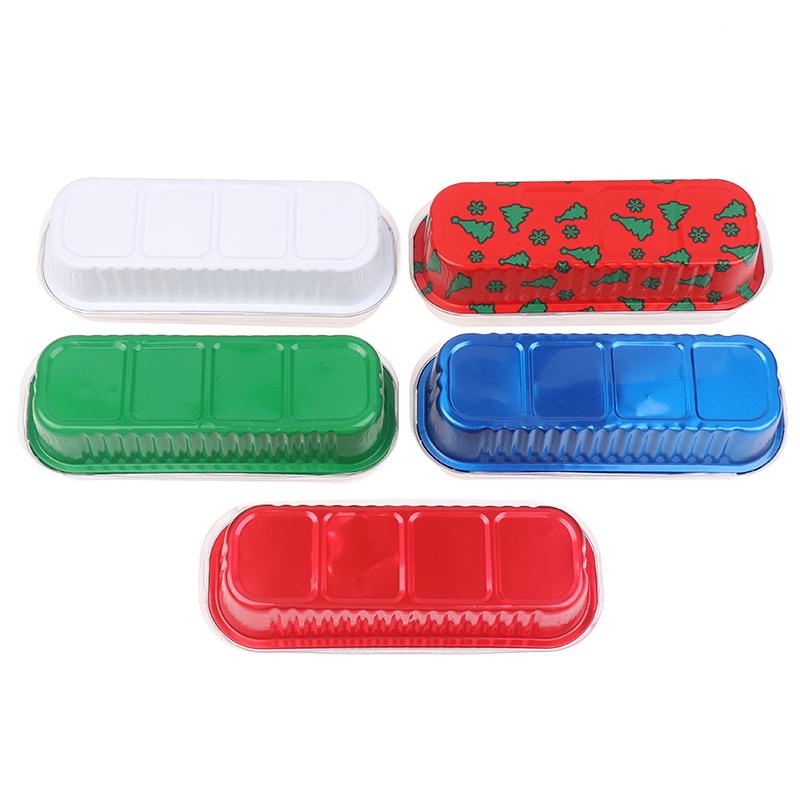 10Pcs Mini Loaf Baking Pans With Lids Rectangle Aluminum Foil Baking Box Cake Pan Muffin Liners Cups Baking Tray Bakeware