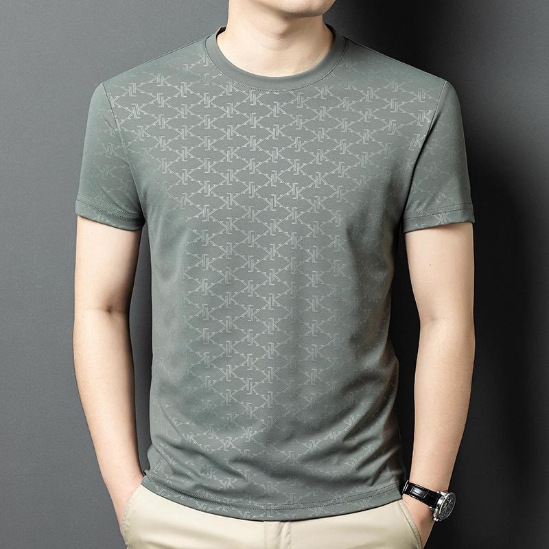 Letní Nové Pánské Tričko s Krátkým Rukávem Kulatý Výstřih Potisk Oblečení pro Tátu Středního Věku Pánské Tričko