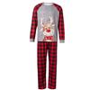 European-American Christmas Deer Print Pajamas - Family Matching Plaid Round Neck Set